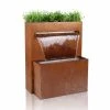 H89cm Langley Corten Steel Waterfall Cascade Planter with Lights by Ambienté