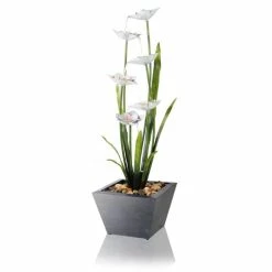 H100cm Narcissi Garden Flower Steel Water Feature with Lights | Indoor/Outdoor Use