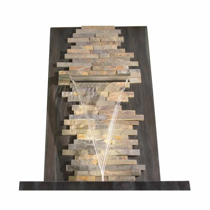 H100cm Dante Zinc & Stone Water Feature with Lights | Indoor/Outdoor Use by Ambienté - Image 7