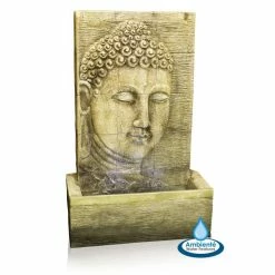 H100cm Nirvana Buddha Falls Water Feature with Lights | Indoor/Outdoor Use by Ambienté