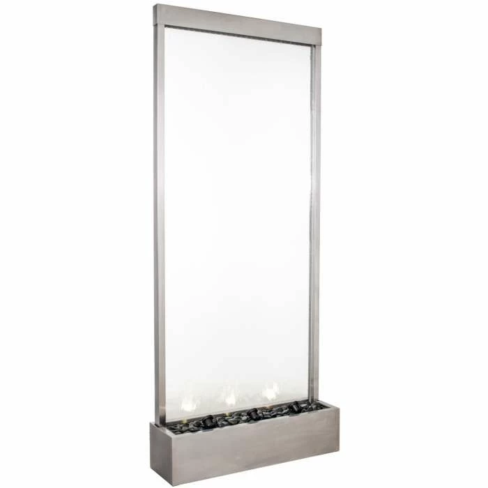 H213cm The Big One Brushed Stainless Steel & Glass Water Wall | Indoor/Outdoor Use by Ambienté - Image 2