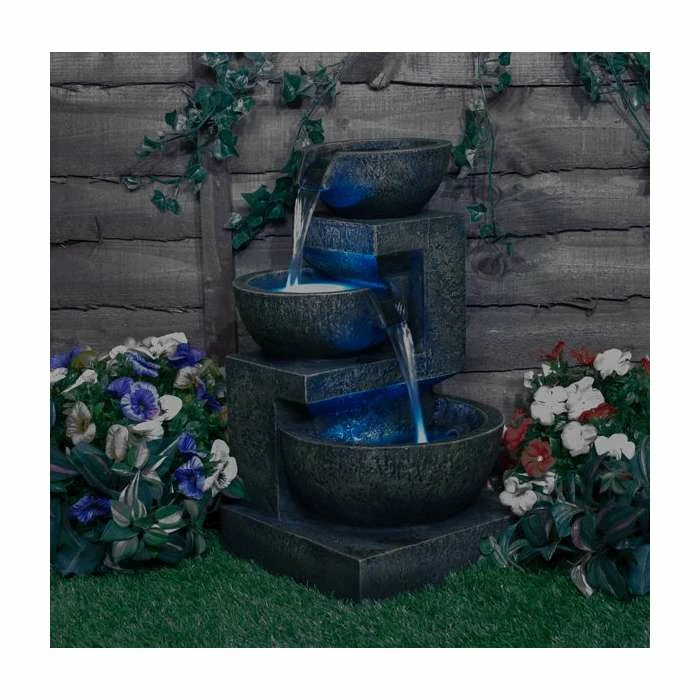 H48cm Kendal 3-Tier Cascading Water Feature with Lights | Indoor/Outdoor Use by Ambienté - Image 5