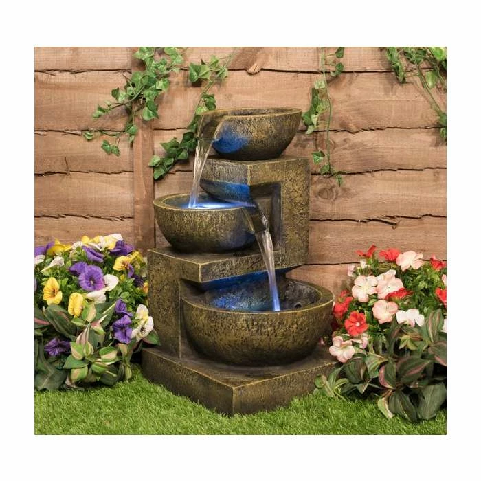 H48cm Kendal 3-Tier Cascading Water Feature with Lights | Indoor/Outdoor Use by Ambienté - Image 6