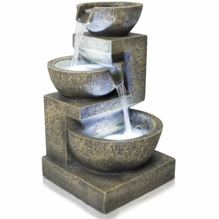 H48cm Kendal 3-Tier Cascading Water Feature with Lights | Indoor/Outdoor Use by Ambienté - Image 7