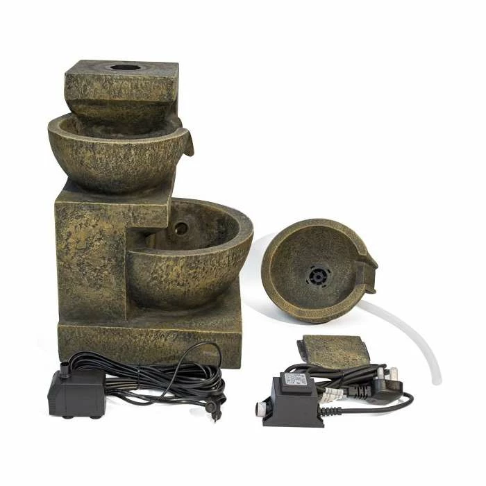 H48cm Kendal 3-Tier Cascading Water Feature with Lights | Indoor/Outdoor Use by Ambienté - Image 8