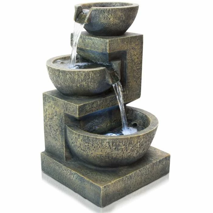 H48cm Kendal 3-Tier Cascading Water Feature with Lights | Indoor/Outdoor Use by Ambienté - Image 2